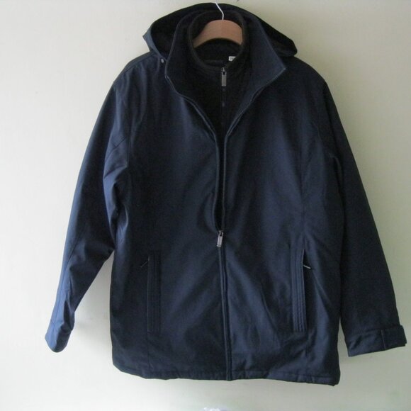 Weatherproof Ultra Tech Men's hooded Winter/Rain Jacket w/fleece Bib, blue M